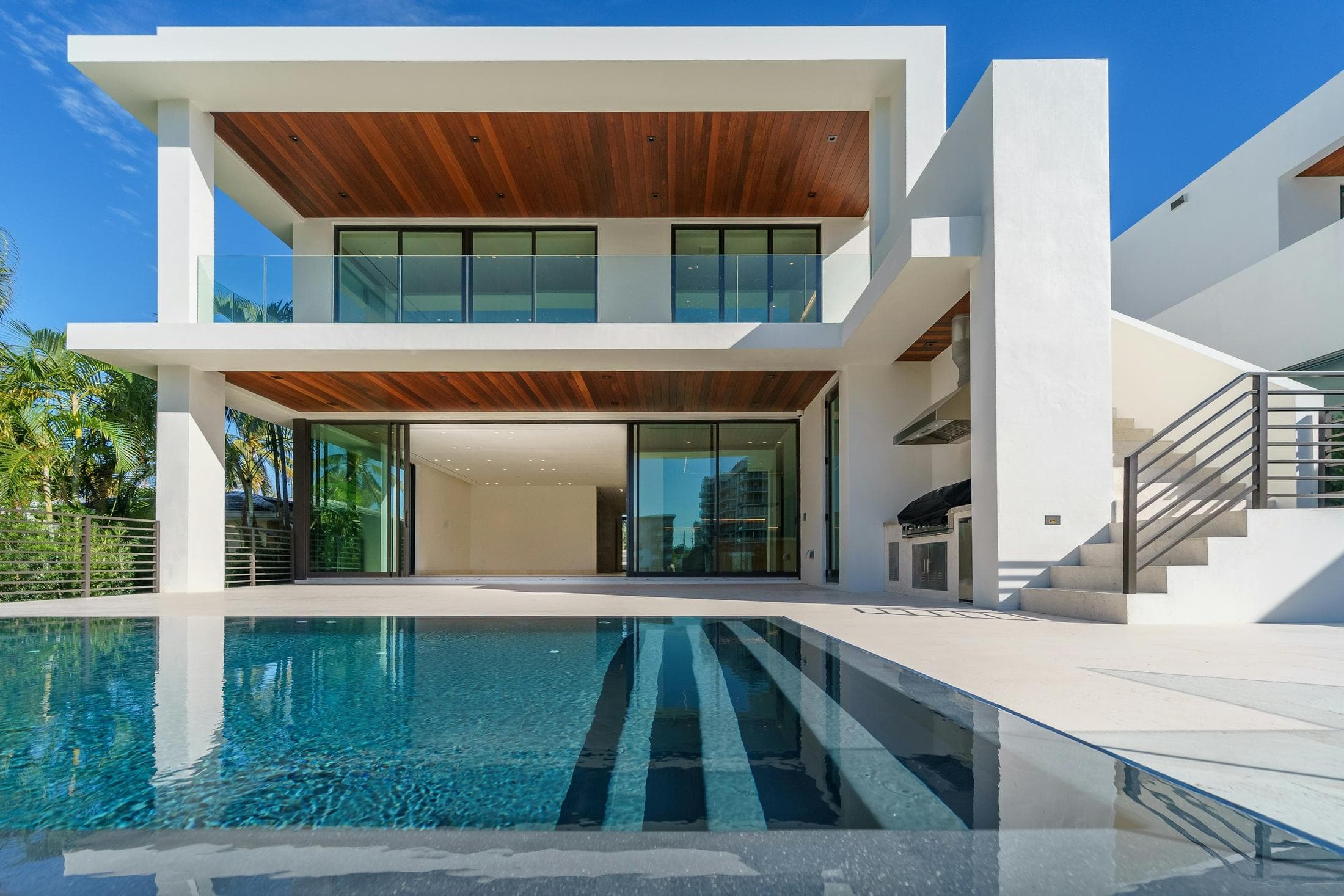 Contemporary Marbella villa with pool at dusk